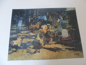 Rob Houdijk - Offset-litho, Titel, "Kippenhok". kopen? Bied vanaf 30!
