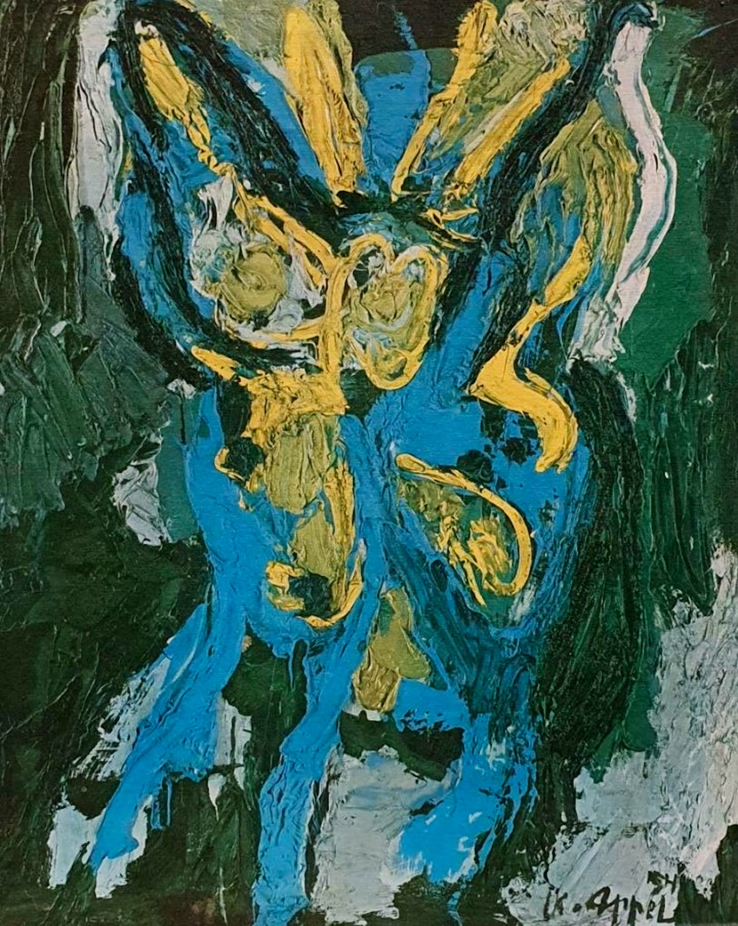 Karel Appel - Zeefdruk op linnen - Abstract kopen? Bied vanaf 50!