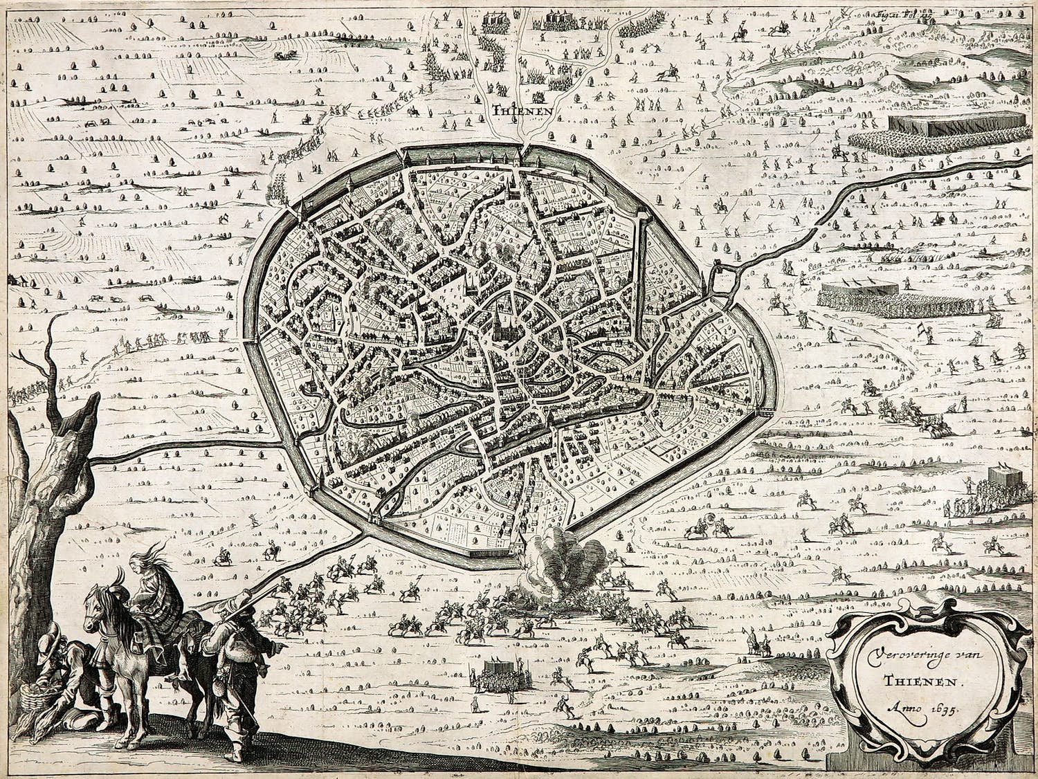 Johannes Janssonius van Waesberghe I - Gravure, Verovering van Thienen verkocht voor € 40!