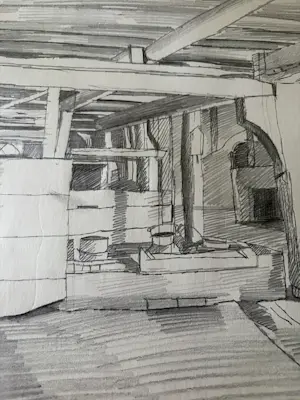 Herman Bieling - Tekening/studietekening Kralingseplas en Verso boeren interieur kopen? Bied vanaf 40!