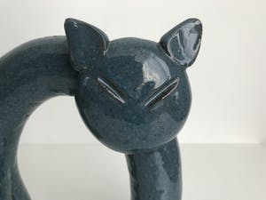 Peter Selhorst - Grote Blauwe Keramieken Kat kopen? Bied vanaf 25!