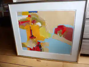 Ton van Kesteren - Zeefdruk met een abstracte voorstelling verkocht voor € 35!