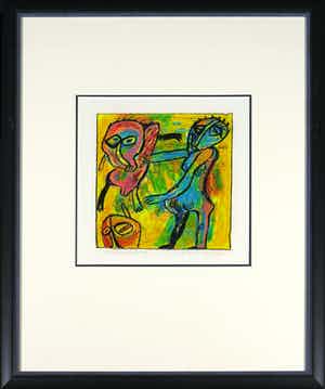 Henk Vierveijzer - Gemengde techniek op papier, Masculine- Ingelijst verkocht voor € 50!