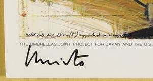 Christo - Handgesigneerde artcard The Umbrellas Japan met stofmonster - Ingelijst kopen? Bied vanaf 1!