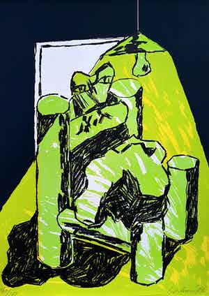 Jan Sierhuis - Hommage a Picasso, zeefdruk verkocht voor € 65!