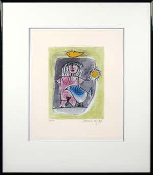 Corneille - Zeefdruk, Femme nue - Ingelijst verkocht voor € 150!