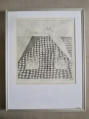 Geertjan van Oostende - Ingelijste ets "Big mother is watching you" kopen? Bied vanaf 1!