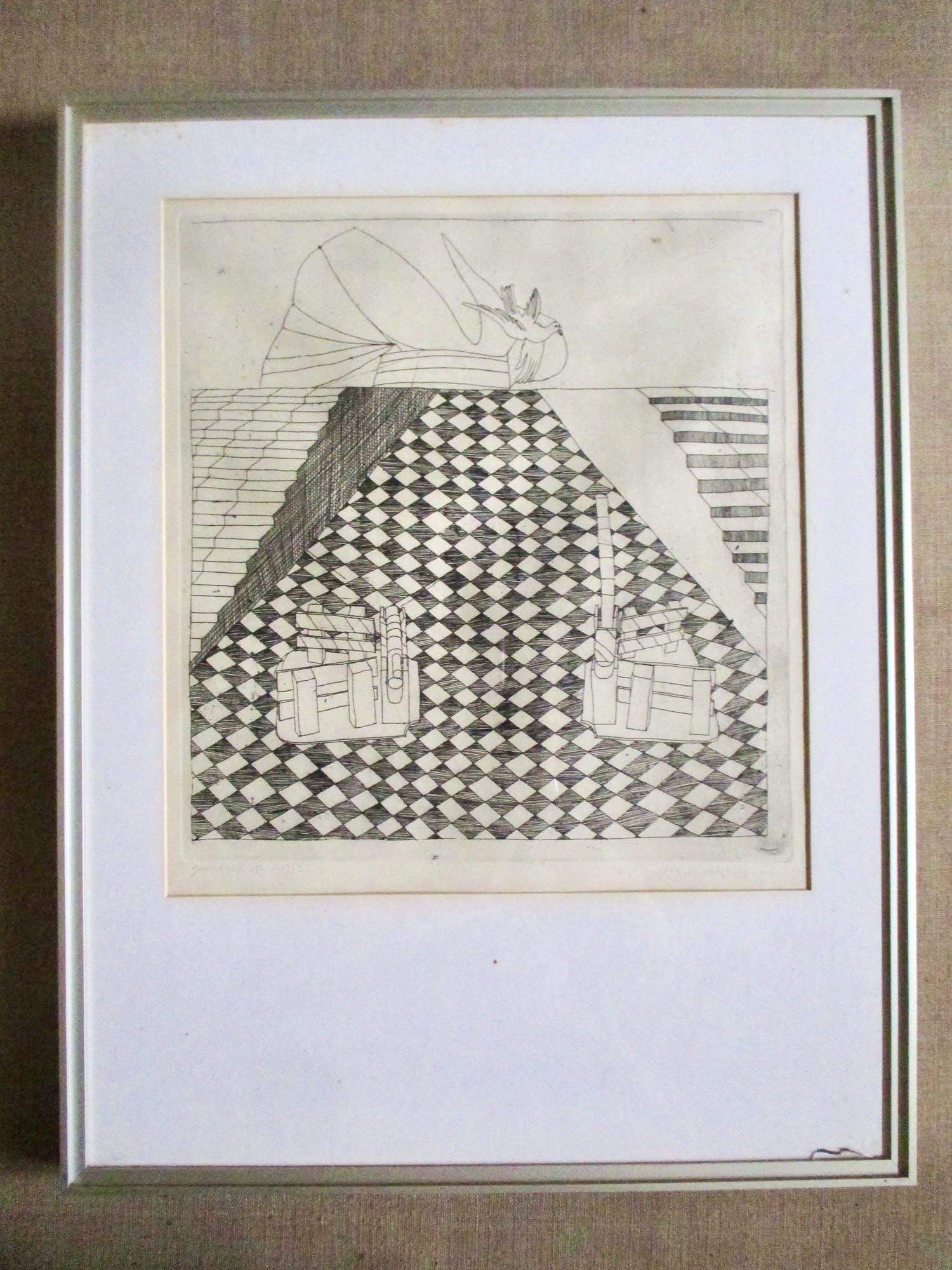 Geertjan van Oostende - Ingelijste ets "Big mother is watching you" kopen? Bied vanaf 1!