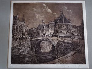 Niet of onleesbaar gesigneerd - Mooie gesigneerde vooroorlogse Ets van Leeuwarden Friesland kopen? Bied vanaf 1!