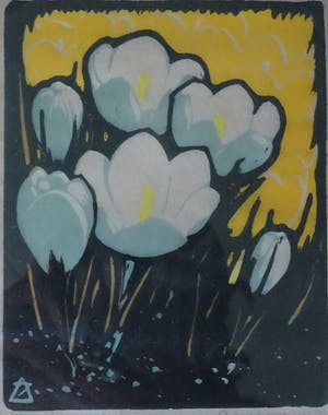 Arie Zonneveld - Kleuren houtdruk - Crocussen- 1935 kopen? Bied vanaf 200!