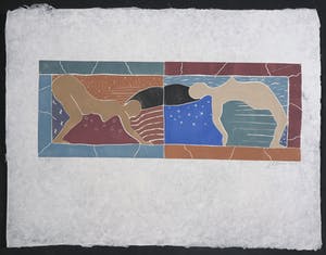 Geertje Briels - Houtdruk op geschept papier, Strijd kopen? Bied vanaf 1!