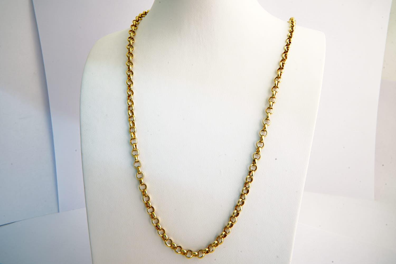 101- Lang (65cm) & massief geel gouden 18 karaats "jasseron" ketting collier kopen? Bied vanaf 1340!