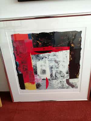 Jos Verwiel - abstract werk op geschept papier uit 2004 verkocht voor € 100!