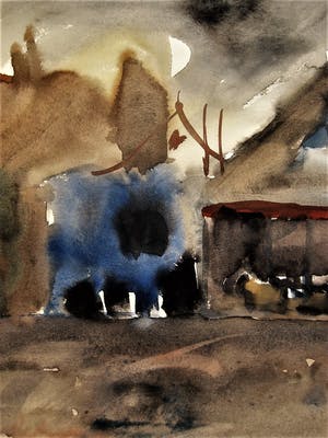 Rudi Bierman - 1960 -Gesigneerde expressionistische Aquarel "Circus in Antwerpen" kopen? Bied vanaf 32!