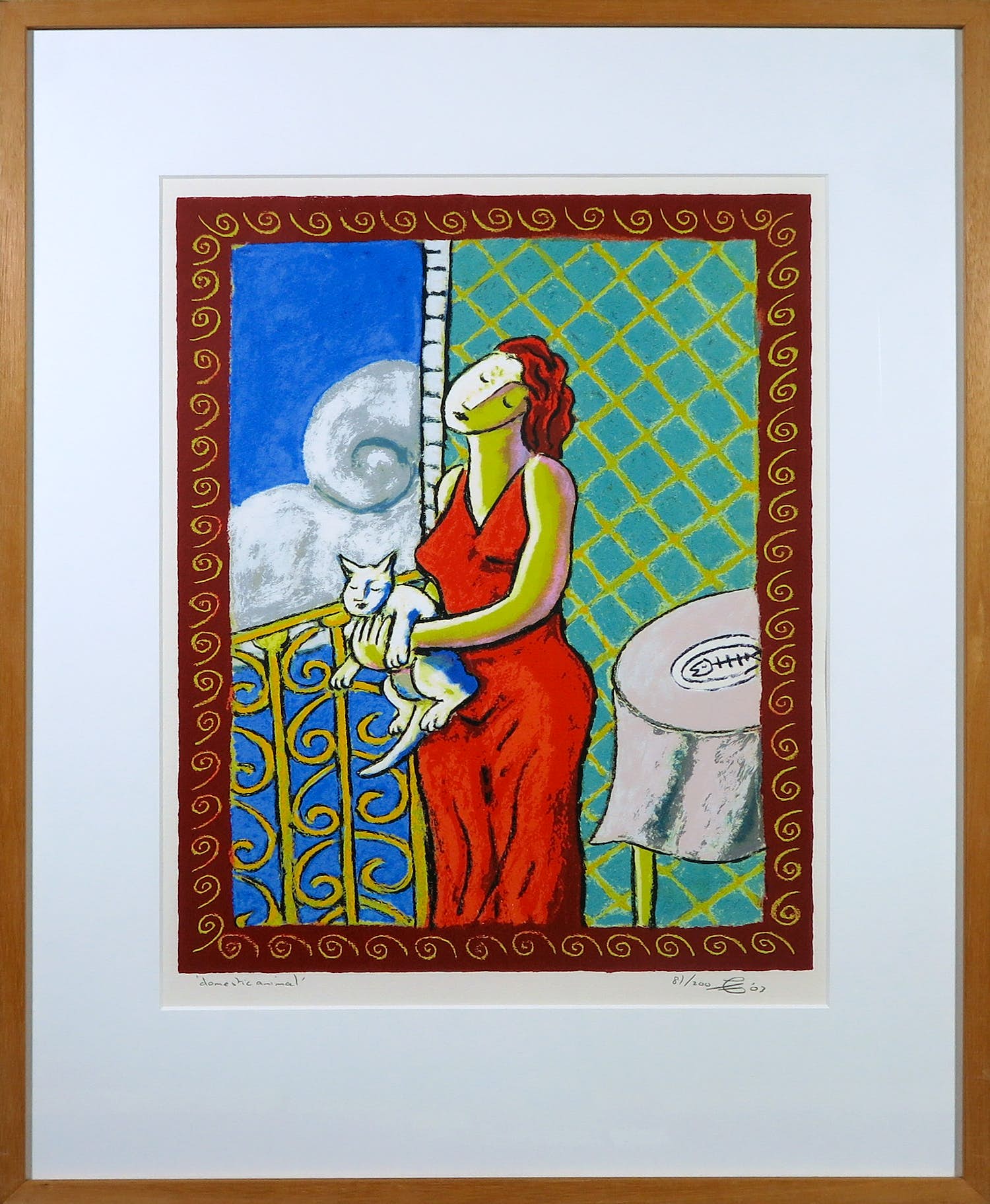 Jacques Tange - Zeefdruk, Domestic animal - Ingelijst verkocht voor € 60!