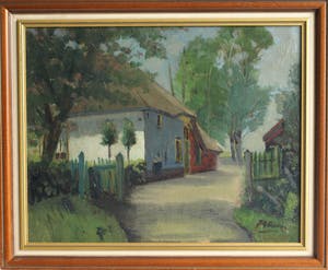 Johan Gerhard Siemer - Olieverf op paneel, “Boerderij” – gesigneerd en ingelijst – ca 1950 kopen? Bied vanaf 50!
