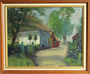 Johan Gerhard Siemer - Olieverf op paneel, “Boerderij” – gesigneerd en ingelijst – ca 1950 verkocht voor € 50!