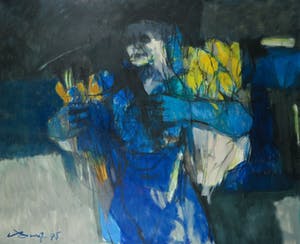 Niet of onleesbaar gesigneerd - Olieverf op doek, Abstracte compositie - Ingelijst (Zeer groot) kopen? Bied vanaf 10!