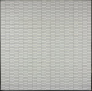 M. van Rooy - Olieverf op doek, Geometrische voorstelling in wit/lichtblauw (Groot) kopen? Bied vanaf 150!