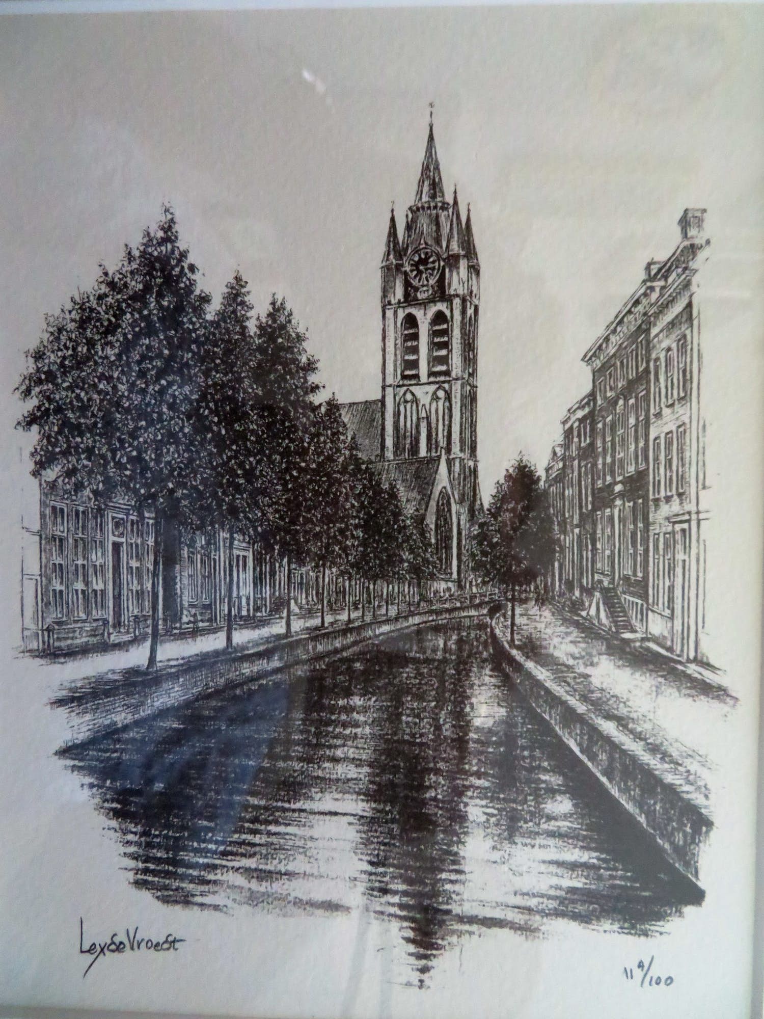 Lex de Vroedt De Oude Kerk te Delft met op de de Noordeinde