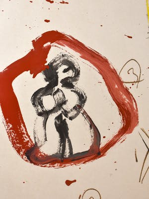 Anton Heyboer - 1, 2, 3, 4 - Groot, ingelijst en origineel werk kopen? Bied vanaf 750!