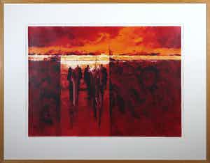 Mattie Schilders - Zeefdruk, Het gebeuren in de nacht - Ingelijst (Groot) verkocht voor € 50!