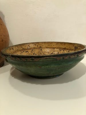 Curiosa - Prachtige antieke (water-) kan en zeldzame schaal, aardenwerk, 19e eeuws kopen? Bied vanaf 1!