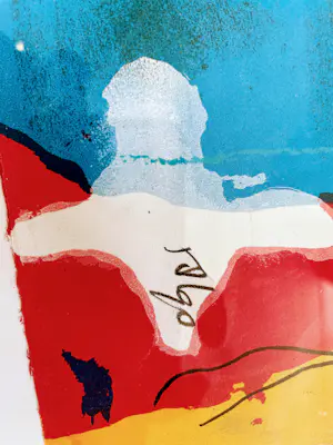 Theo Koster - Zeefdruk - Liggend blauw - Ingelijst (Groot) kopen? Bied vanaf 125!