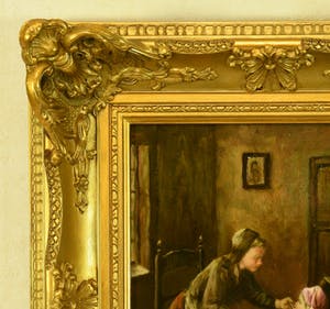 Leendert Verburgh - (1924) - Larense School - "Moeder en Kind " - Olieverf/Paneel - Sign. Lo. kopen? Bied vanaf 120!