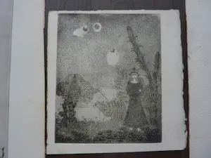 Margriet Snel - 7 etsen met figuren in landschappen kopen? Bied vanaf 50!