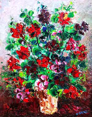 Jan Makkes - Bloemstilleven, olieverf op doek (mooi ingelijst) verkocht voor € 275!
