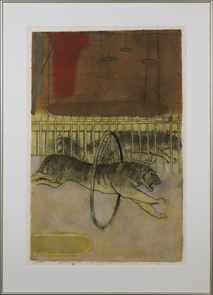 Ru van Rossem - Ets en aquatint, Tijgersprong - Ingelijst kopen? Bied vanaf 70!
