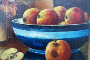 Niet of onleesbaar gesigneerd - Sitlleven met appels en bloemen. kopen? Bied vanaf 1!