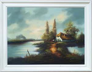 Bartha Femke Mirandolle - de Vries | Landschap met Boerderij verkocht voor € 40!