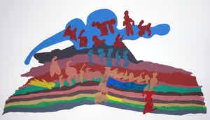 Henri Plaat - Gouache op papier, Zonder titel (groot) verkocht voor € 1!