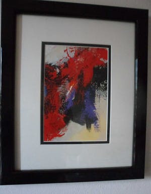 Hans Paus - Olie verf op paneel. Titel, Abstract Rood kopen? Bied vanaf 30!