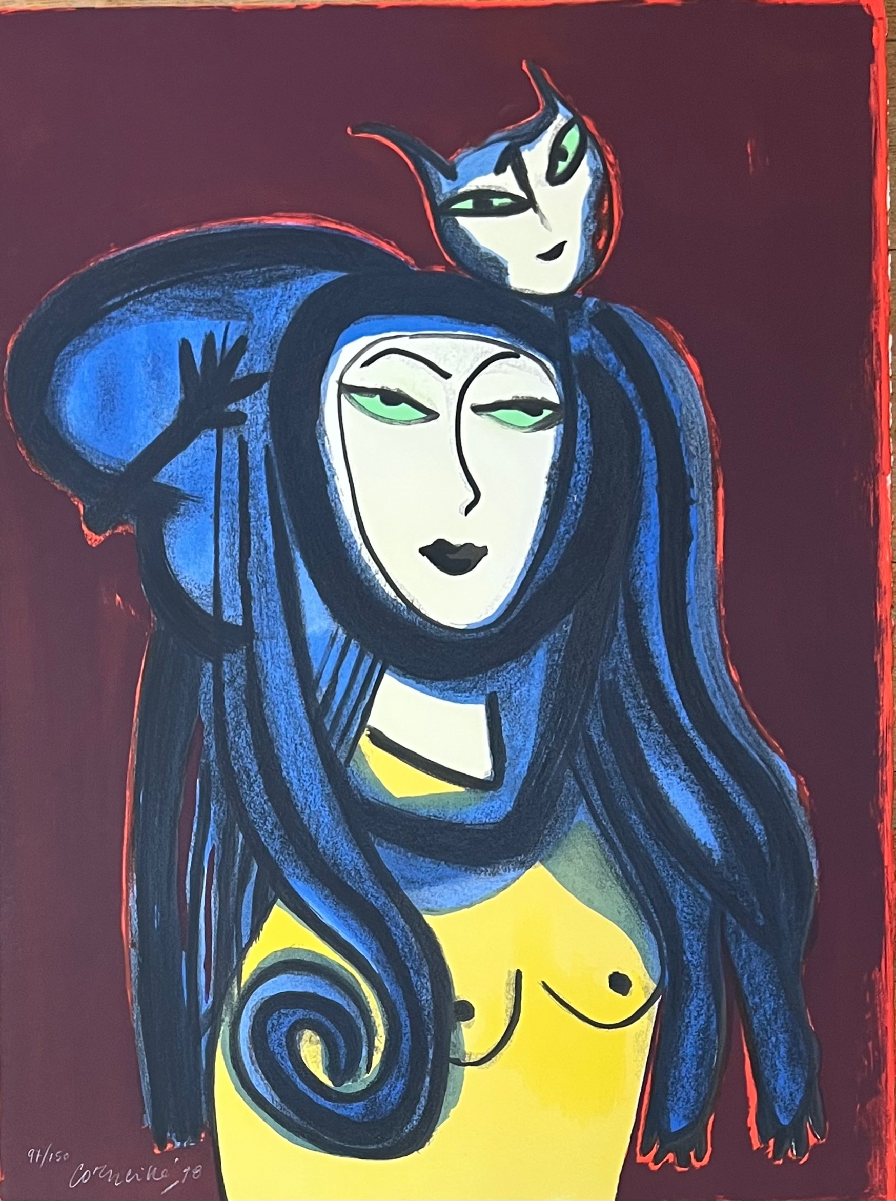 AcheterCorneille - Lithografie Vrouw met kat 1998? Enchérissez de 750!