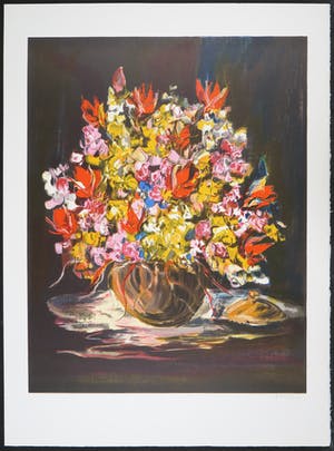 Niet of onleesbaar gesigneerd - Zeefdruk, Z.T. Bloemstilleven kopen? Bied vanaf 1!
