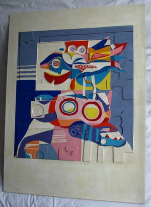 Peter Nieuwendijk - Houtreliëf, “Op 2 passen van mijn raam” – gesigneerd – 1967 kopen? Bied vanaf 150!