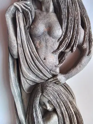 Niet of onleesbaar gesigneerd - Fraai wandsculptuur met exodische dames kopen? Bied vanaf 1!