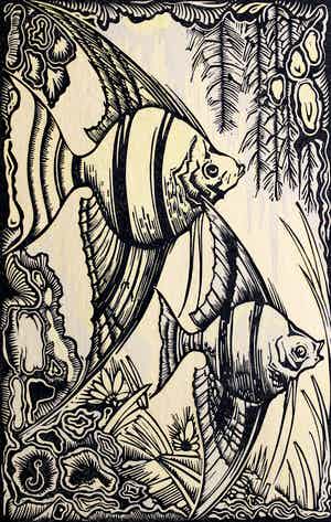 Jan Schonk - Z.t. (Maanvissen) verkocht voor € 80!