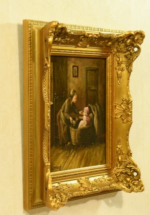 Leendert Verburgh - (1924) - Larense School - "Moeder en Kind " - Olieverf/Paneel - Sign. Lo. kopen? Bied vanaf 120!