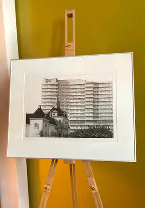 Wim Bettenhausen - Prachtige gedetailleerde ets, Ziekenhuis Westeinde (Den Haag) verkocht voor € 125!