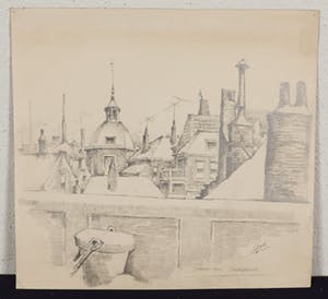 Dook Everse - Daken van Dordrecht -1967 -potlood op dun karton - BKR Rotterdam kopen? Bied vanaf 20!