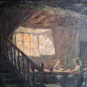 Armand Jamar - h/toile intérieur de chaumière kopen? Bied vanaf 1200!