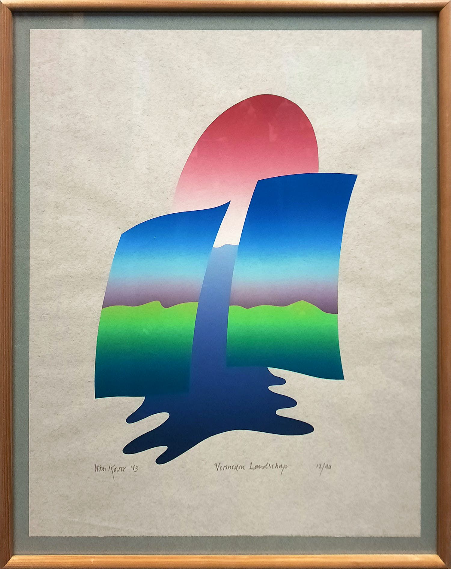 Wim Koster - Versneden Landschap 12/40 - INGELIJST - 194B verkocht voor € 35!