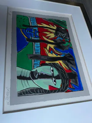 Corneille - Le Chat Bleu - Litho - 1998 - Artist’s Proof (A/E) - Ingelijst kopen? Bied vanaf 395!