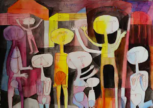 AcheterHannes Postma - Zeer vroege (1957) "Parijse periode" aquarel "figuren" - gesigneerd? Enchérissez de 83!