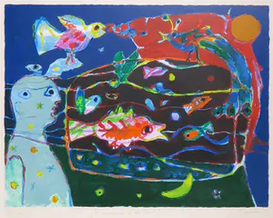 Hans Truijen - Zeefdruk, L 'annonce de la Nuit - Ingelijst kopen? Bied vanaf 100!