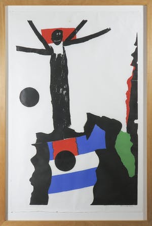 Jef Diederen - Houtsnede, Zonder titel - Ingelijst kopen? Bied vanaf 50!